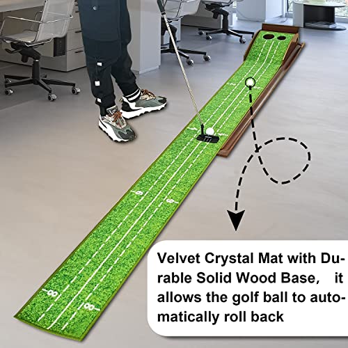 CRESTGOLF golf putting mat indoor,Golf Putting Mat 2.9 x 0.45 m Automatic Return Track for Outdoor Golf Training,Suitability for golf Enthusiasts,golf