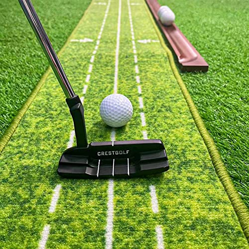 CRESTGOLF golf putting mat indoor,Golf Putting Mat 2.9 x 0.45 m Automatic Return Track for Outdoor Golf Training,Suitability for golf Enthusiasts,golf
