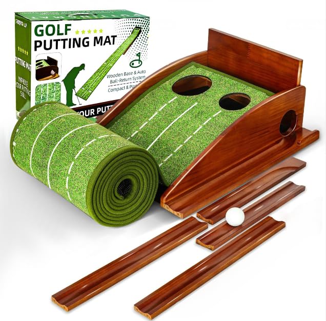 CRESTGOLF golf putting mat indoor,Golf Putting Mat 2.9 x 0.45 m Automatic Return Track for Outdoor Golf Training,Suitability for golf Enthusiasts,golf