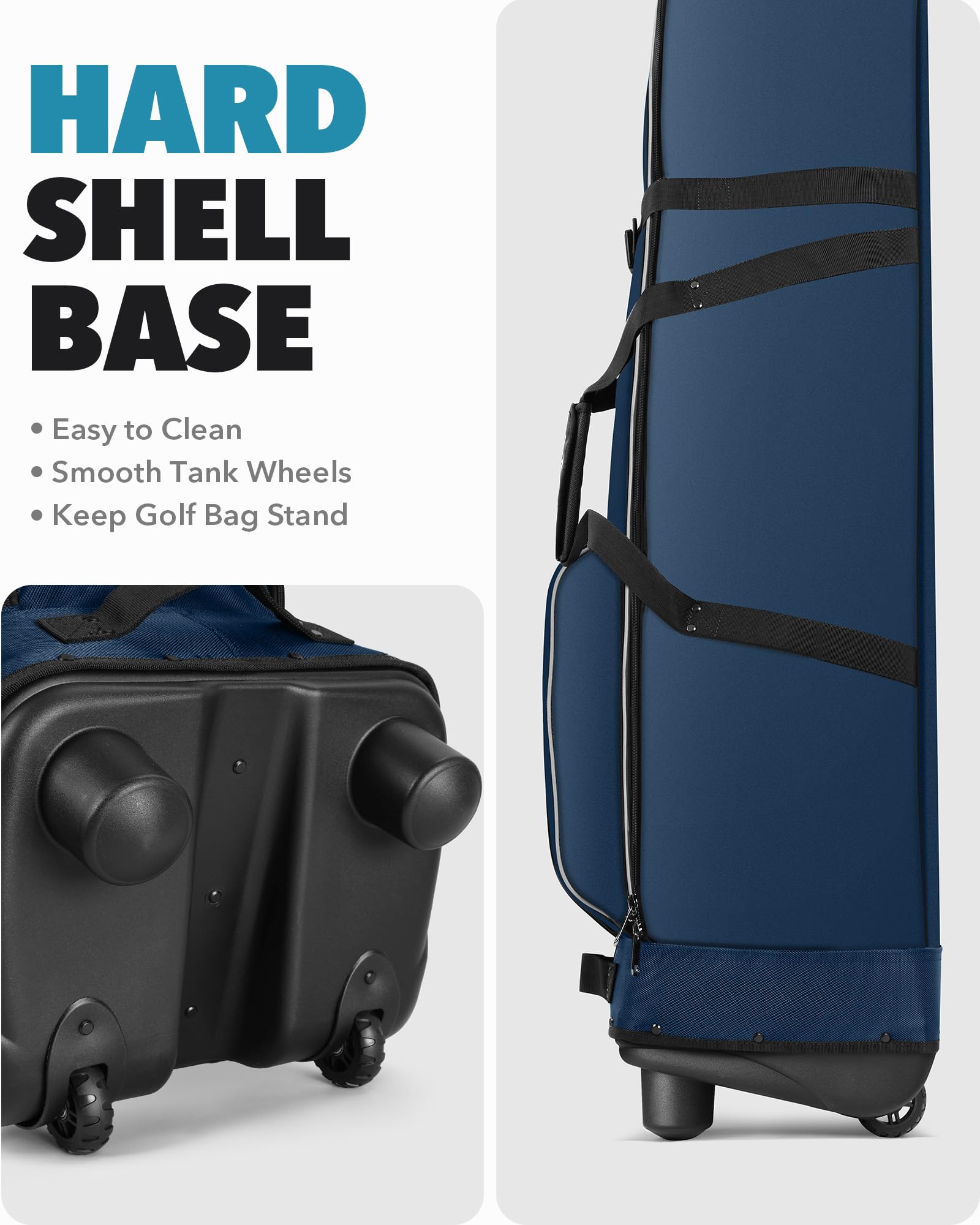 Findway Golf Travel Bag with Wheels [Upgraded], 1680D Heavy Duty Oxford Wear-Resistant Waterproof Travel Golf Bag Case with [Extra Removable Pad],