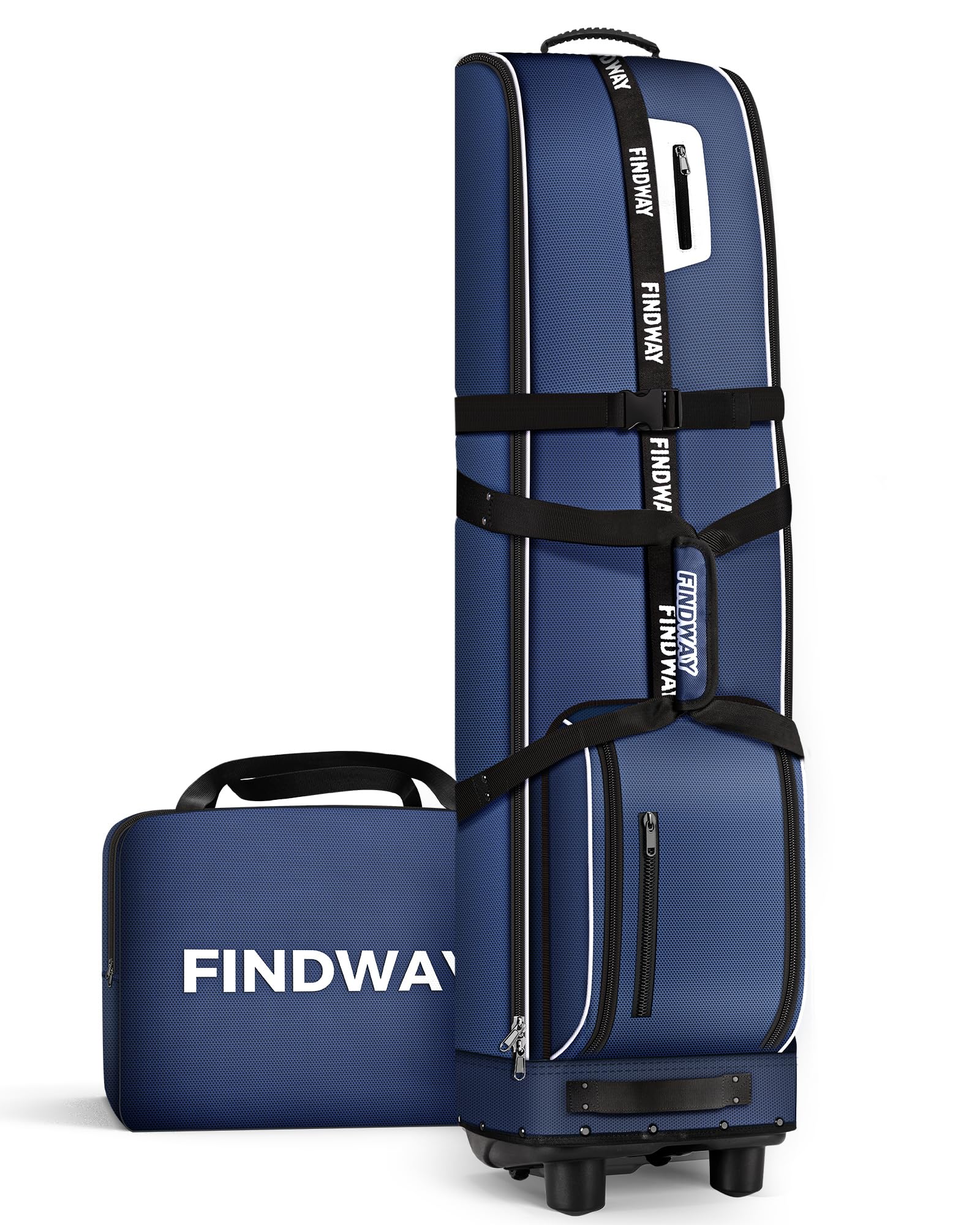 Findway Golf Travel Bag with Wheels [Upgraded], 1680D Heavy Duty Oxford Wear-Resistant Waterproof Travel Golf Bag Case with [Extra Removable Pad],