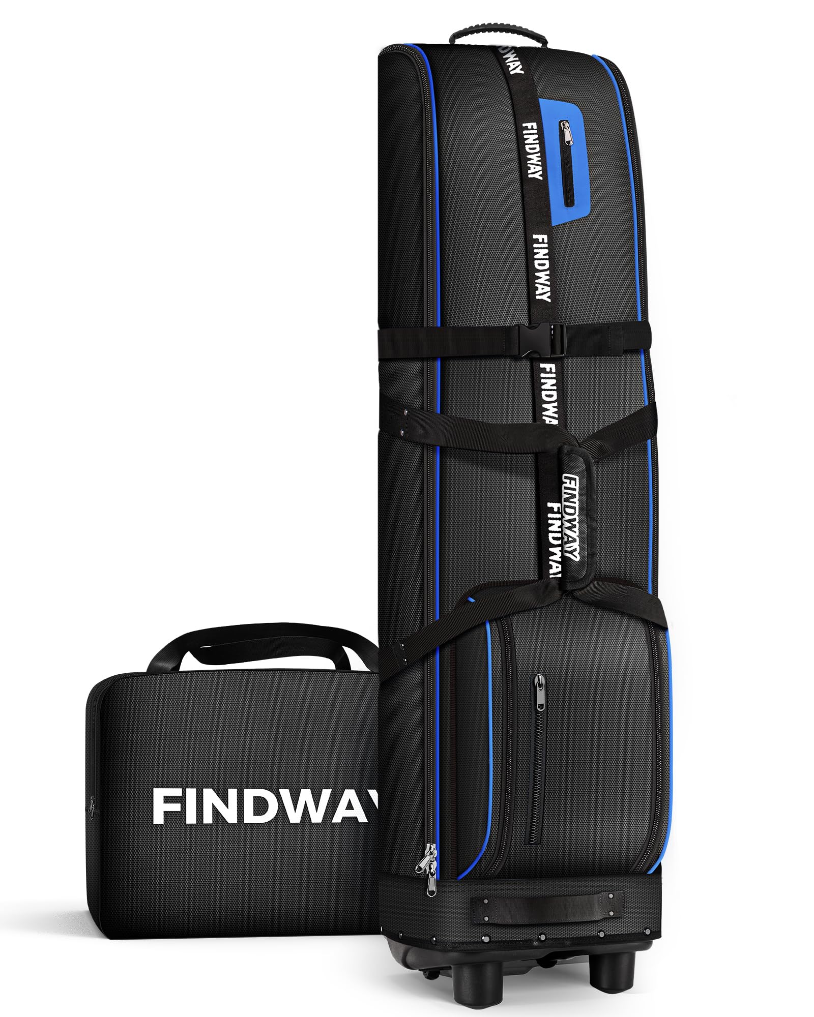 Findway Golf Travel Bag with Wheels [Upgraded], 1680D Heavy Duty Oxford Wear-Resistant Waterproof Travel Golf Bag Case with [Extra Removable Pad],